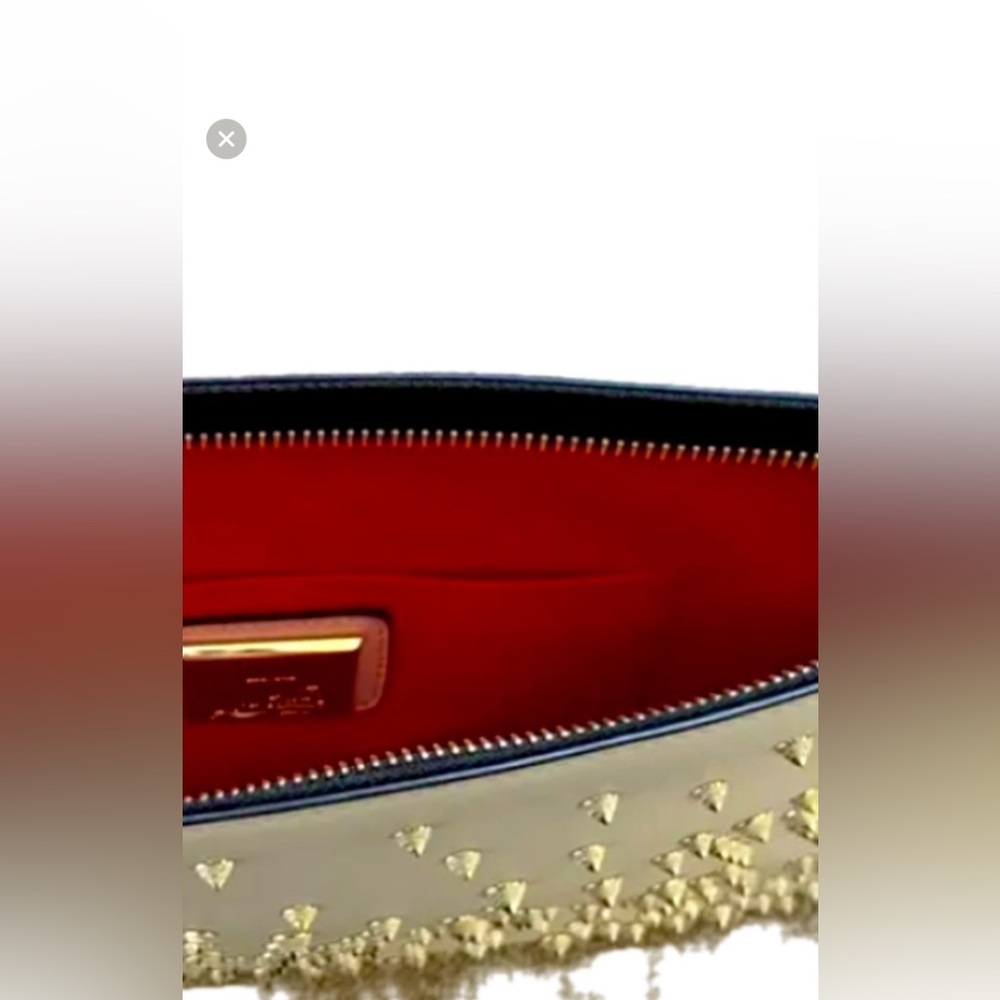 Christian Louboutin Gold Studded Leather Clutch - Picture 6 of 6